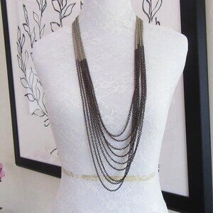 Vintage Chico's brown and gold multi chain long necklace